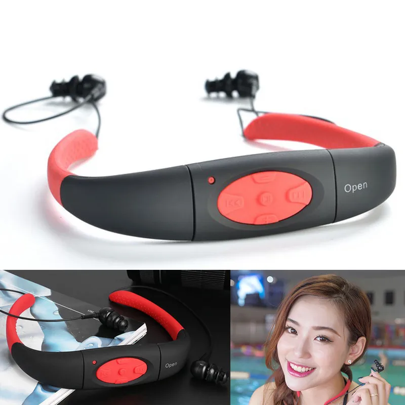 

Fashionable Portable Sports Headphone IPX8 Waterproof 4GB Underwater Audio Headset with FM for Diving Swimming