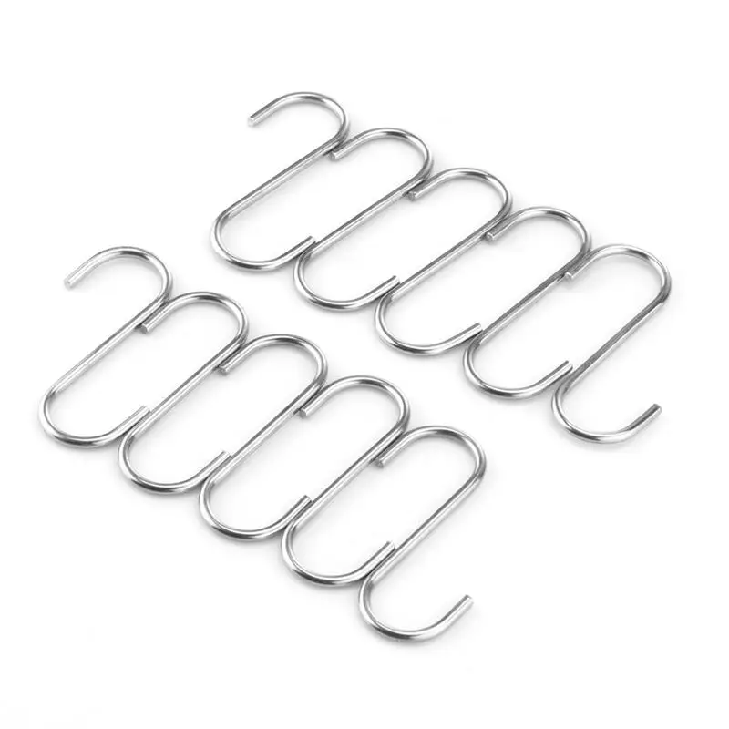 

10pcs S Shape Powerful Hanger Stainless Steel Hook Kit Clothes Storage Rack Tools for Bathroom Home