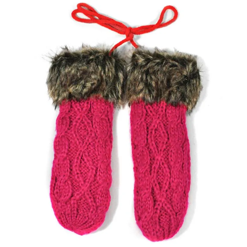 VISNXGI, женские зимние толстые кашемировые шерстяные теплые вязаные перчатки для взрослых, мягкие женские меховые варежки с длинной веревкой