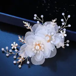 FORSEVEN романтическая свадебная прическа невесты аксессуары белый цветок кристалл жемчуг заколки для волос свадебные головные уборы