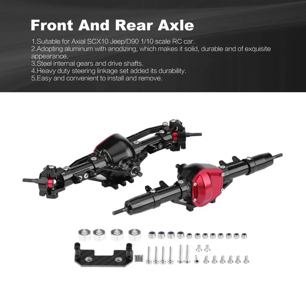 

1/10 Rc Car Complete Alloy Front And Rear Axle CNC Machined for 1:10 Rc Crawler AXIAL SCX10 RC4WD D90 Truck Parts