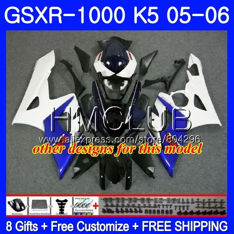 Кузов для SUZUKI GSXR-1000 GSXR 1000 05 06 комбинезоны 33HM. 12 GSX-R1000 GSX R1000 05 06 K5 GSXR1000 2005 2006 обтекателя серебро черный