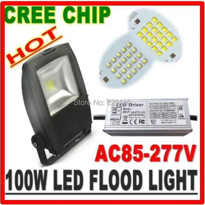 AC85-277 V 100 W CREE светодиодный прожектор PF0.99 CREE чип лампа, наружное освещение, Ip65 водонепроницаемый светодиодный наружное освещение