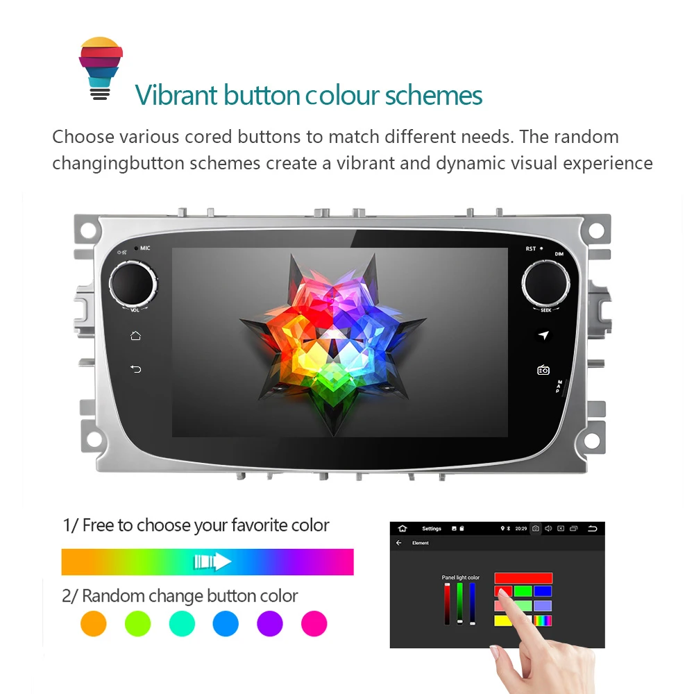 AMprime Android 9,0 Quad-core Автомагнитола 2Din 7 ''Сенсорный экран Автомобильный мультимедийный плеер gps WI-FI MP5 Bluetooth FM для Ford