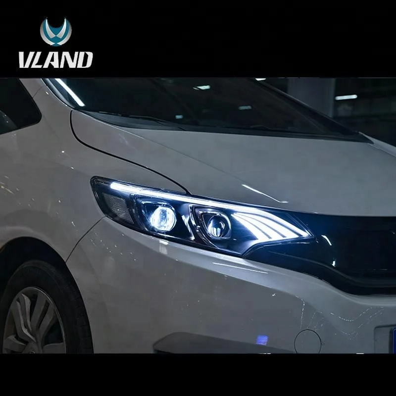 Светодиодные полосы передние фары для Honda Fit фары передняя фара в сборе
