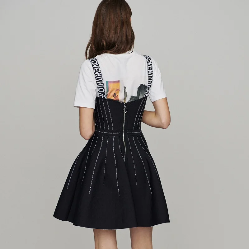 Г. ограниченное предложение, платье А-силуэта, vestidos mujer, женское платье, vestido de festa, женское платье в полоску с бретельками, вязаное платье для женщин