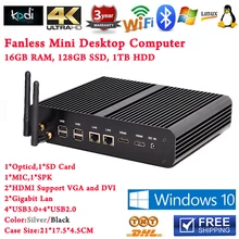 Высокого Класса Компьютер Неттоп PC 2 HDMI 4 К HTPC Intel Core i7 4500u 16 Г RAM DDR3L 128 Г SSD 1 ТБ HDD Безвентиляторный Мини-Nuc PC Windows 10