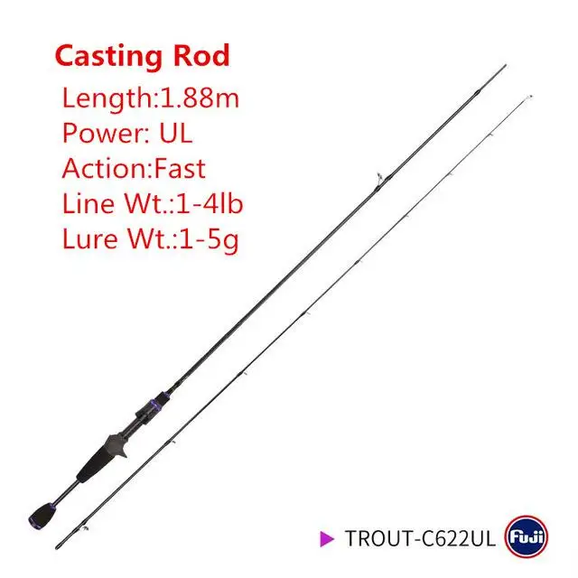 TSURINOYA AJING TROUT 2 Secs удилище спиннинговое Литье удочка ELF 1,83 м 1,88 м UL F Rod FUJI Guide аксессуары приманка вес 1-7 г - Цвет: Красный