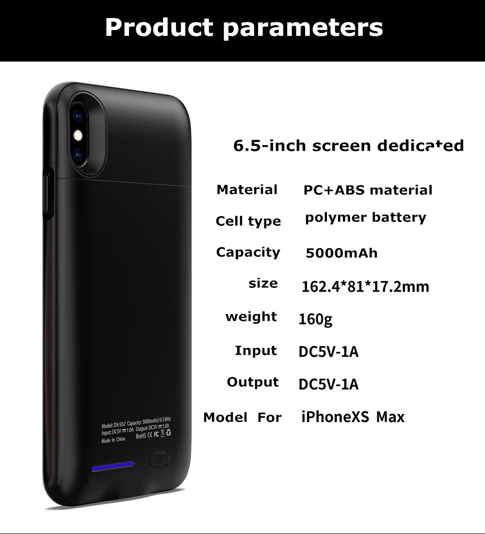 5000 мАч ультра тонкий резервный банк питания чехол для iPhone XS MAX power Case Портативный Задний зажим зарядное устройство чехол