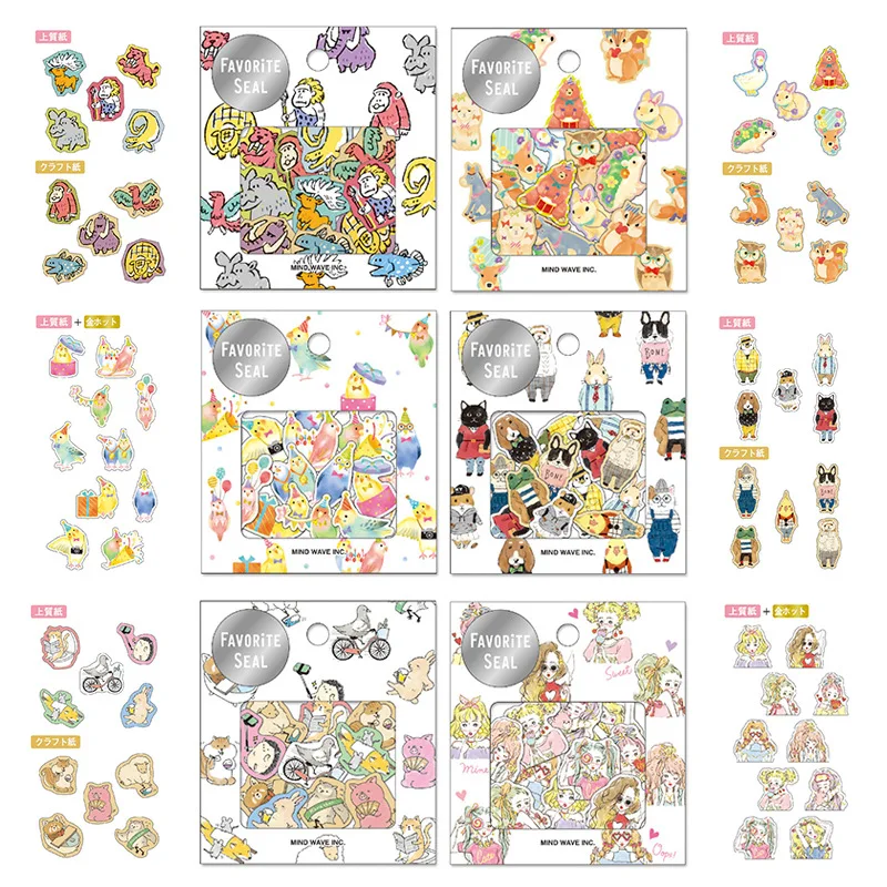 TIAMECH 80PCs/Pack Cute Cartoon Favorite Seals Animals PVC Stickers