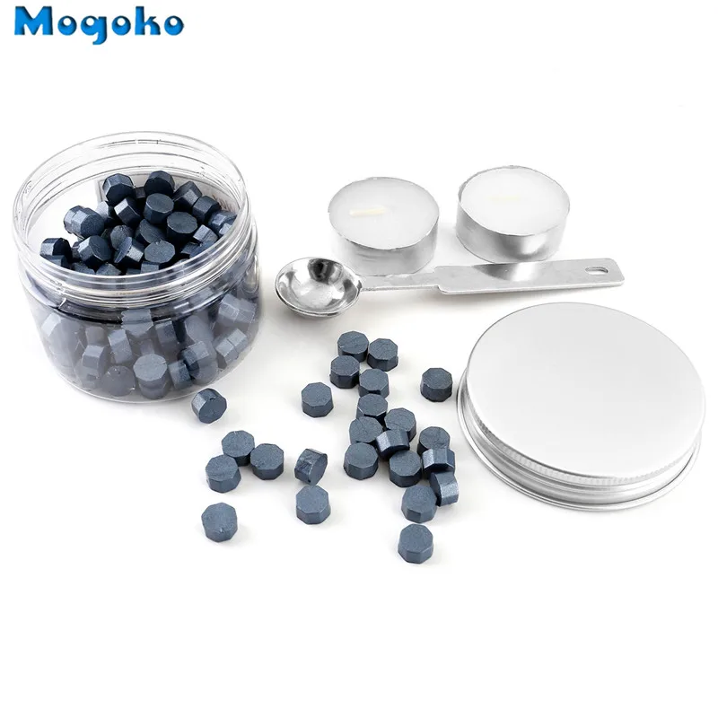 Mogoko 175 шт. Octagon воск уплотнение бусины+ 2 свечи+ 1 плавильная ложка для воска уплотнение штамп воск бусины 8 цветов дополнительно