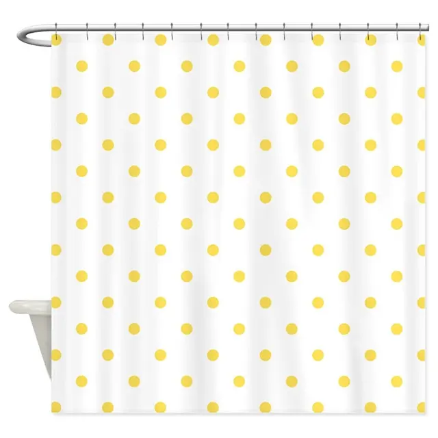 Memory Home White Canary Yellow Polka Dots Polyester Waterproof Memory Home White Canary Yellow Polka Dots Polyester Waterproof Fabric Shower Curtain For Bathroom 70