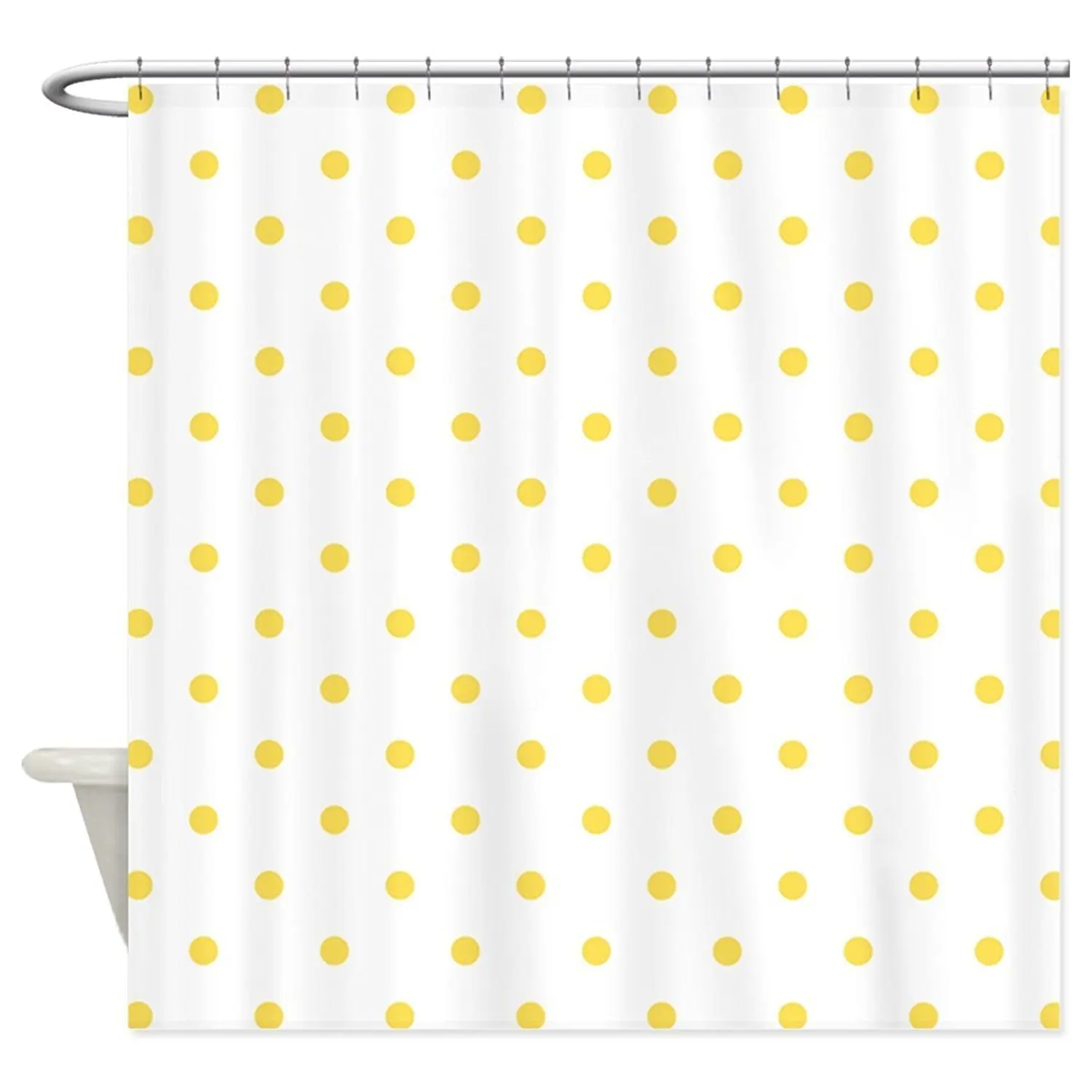 1589 13 De Réductionmemory Home Blanc Canari Jaune à Pois Polyester Imperméable Tissu Rideau De Douche Pour Salle De Bain 70