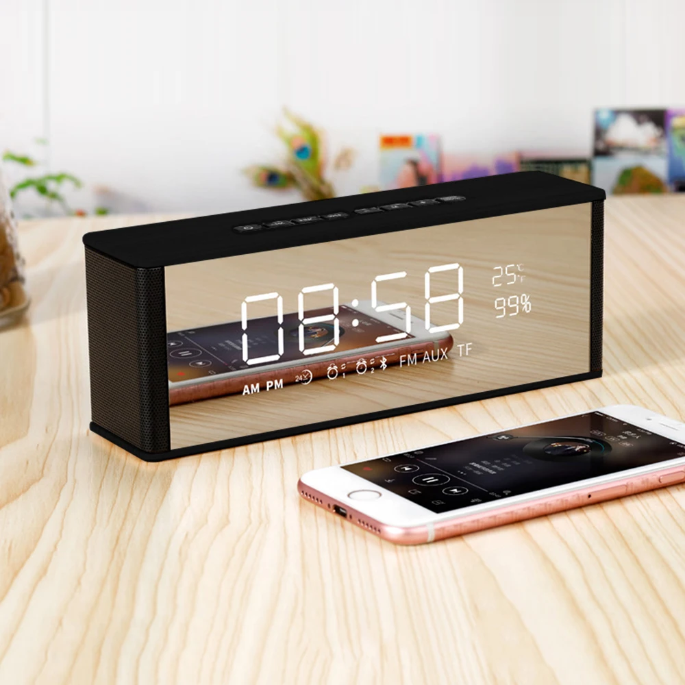 Dbigness портативный Bluetooth динамик Будильник FM Радио Стерео Bluetooth 3,0 громкой связи с микрофоном светодиодный дисплей TF слот 3,5 мм AUX