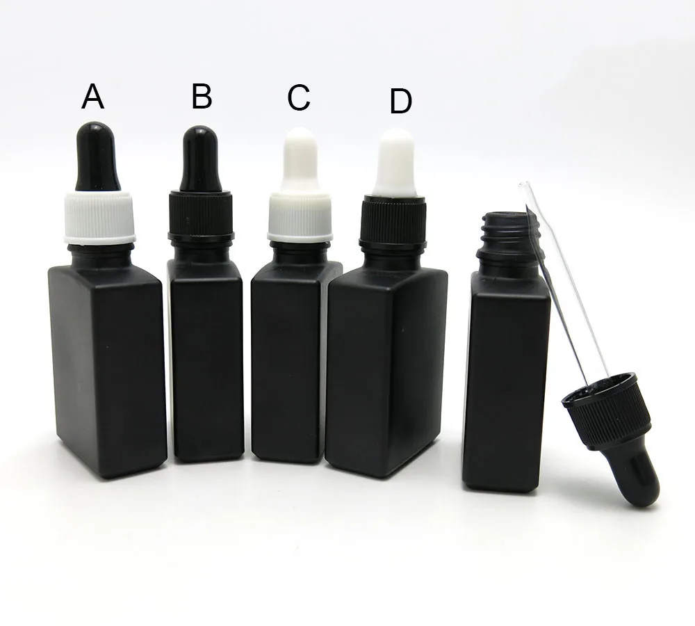 10PCS/LOT Matte Black Glass Liquid Reagent Pipette Bottle 1oz Black Essengial Oil Dropper Vials