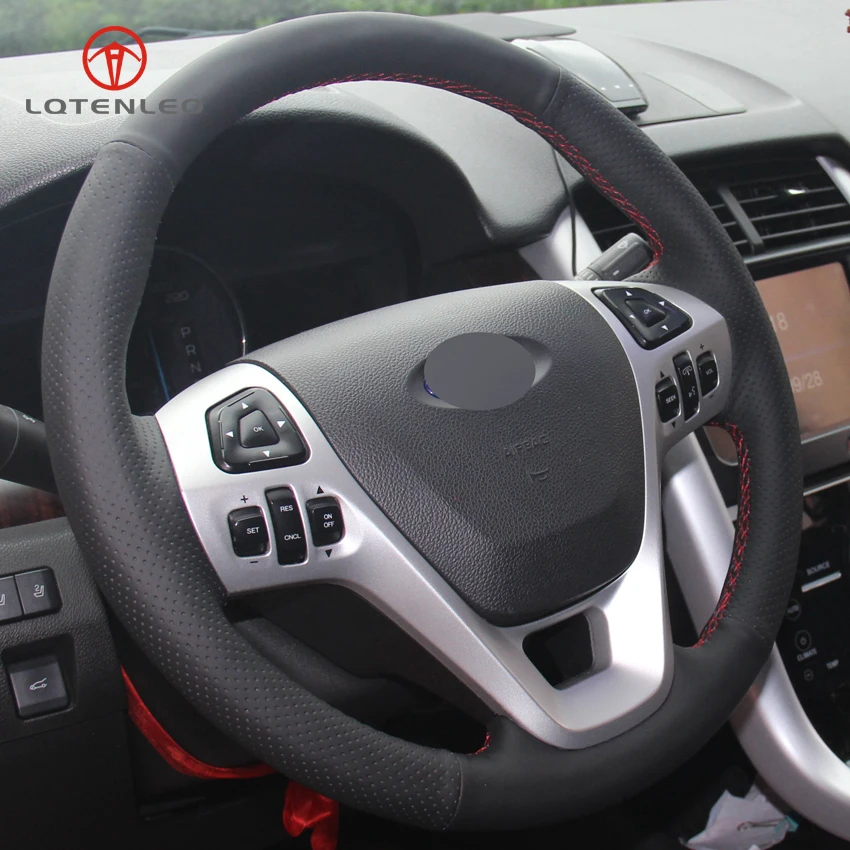 LQTENLEO черная искусственная кожа DIY крышка рулевого колеса автомобиля для Ford Explorer 2011- Телец Flex 2012- Edge 2011