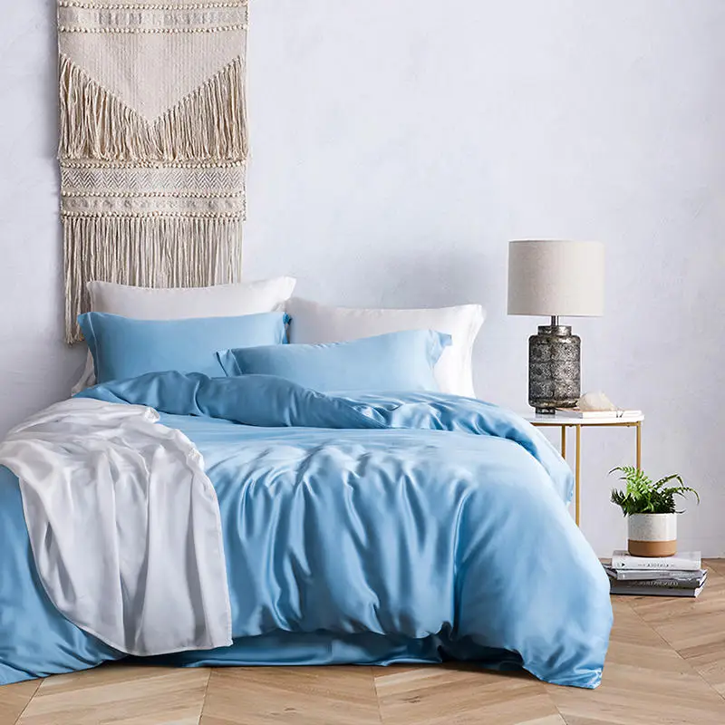 Solid Color Summer Soft Tencel Silk Bedding Set Extra Large Yellow