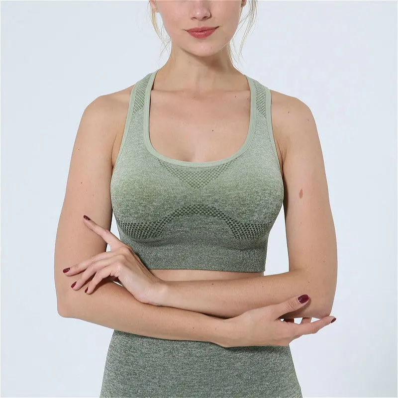 Ombre Energy Seamless Sports Bra Push Up Yoga For Women Gym Crop Top Racerback Workout Brassiere Fitness Tops Active Wear | Спорт и