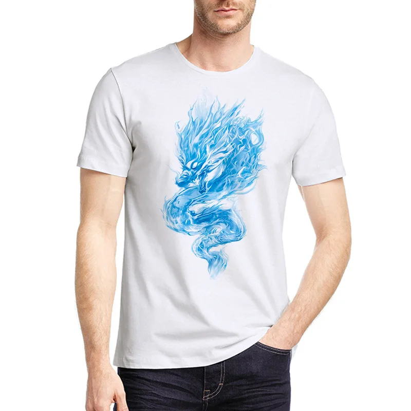 blue dragon Футболки для мужчин Забавные футболки 3D Дракон летняя одежда мужские топы футболки белые Большие размеры M L XL XXL XXXL 150 шт - Цвет: blue dragon