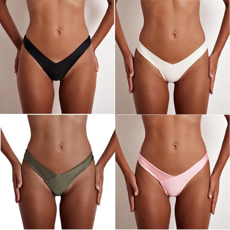 

New Summer Bikini Solid Triangle Bikini Quick Dry Bikinis Woman Beach Swimming Trunks Woman Sexy Thong Bikini Swim Briefs