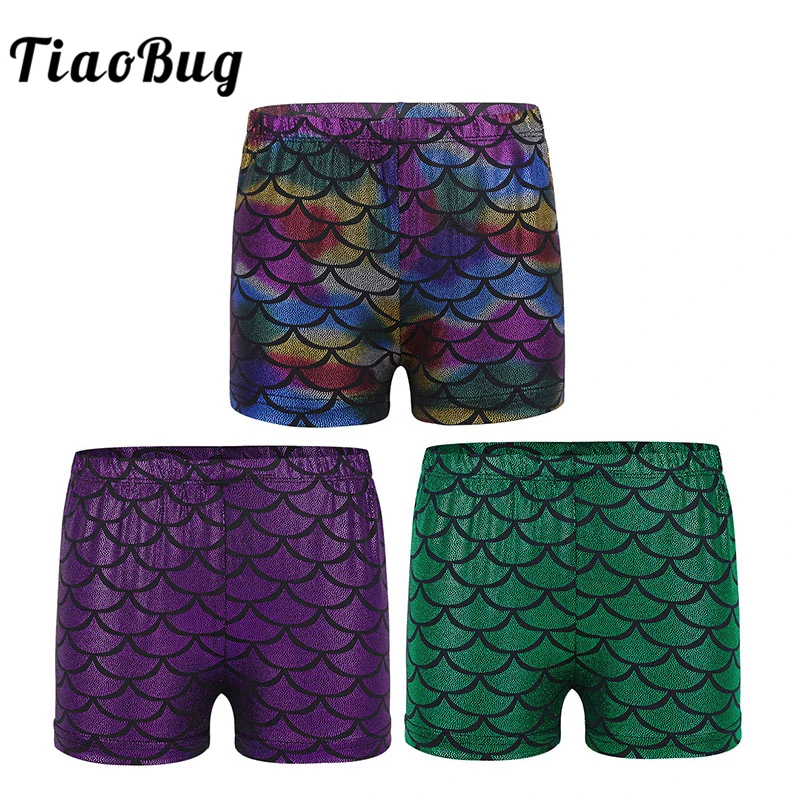 Kids Girls Gymnastics Leotard Mermaid Ballet Dance Athletic Sport Shorts Bottoms