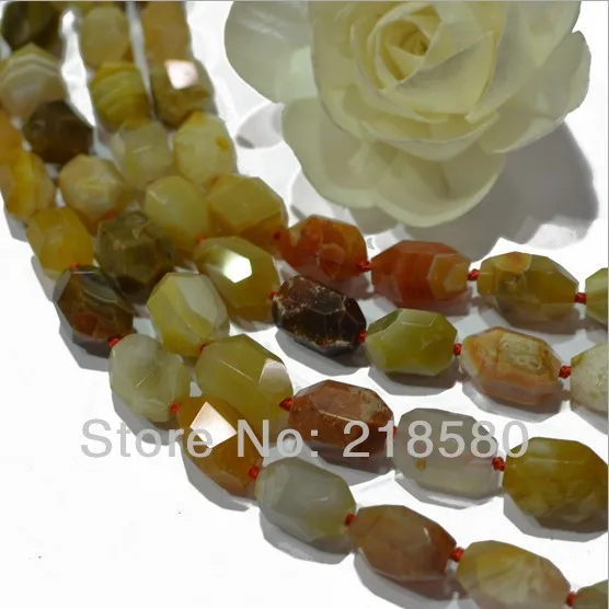 H-ANB05 5strands/много Полный Strand желтый природных граненые в полоску из бисера Агат Самородок Бисер 13x18-15x20mm