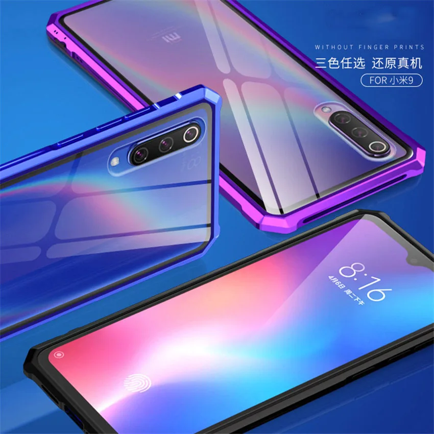 For Xiaomi Mi 9 Case Metal Bumper Glass Back Cover For Xiaomi 9 mi9 Transparent Tempered Glass Phone Case (6)