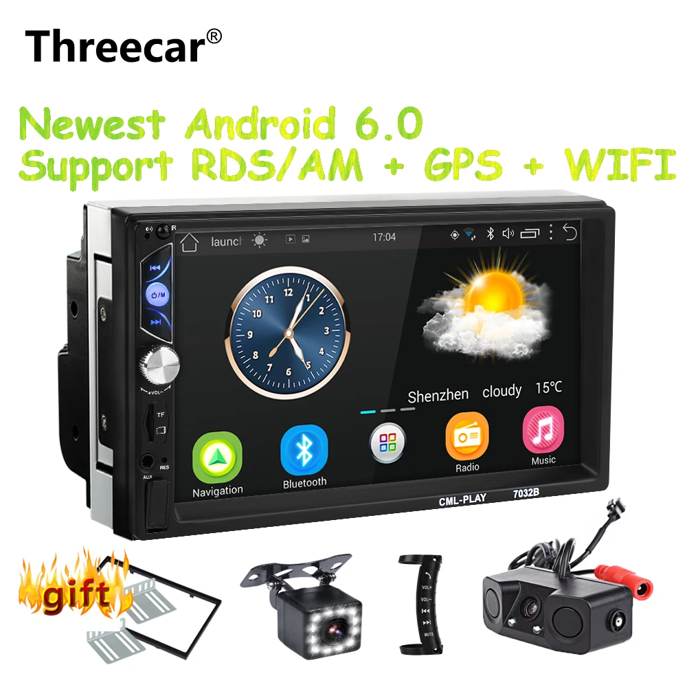 Threecar 2 din Android 6 0 universal Car Radio Mirror link android radio RDS AM Player