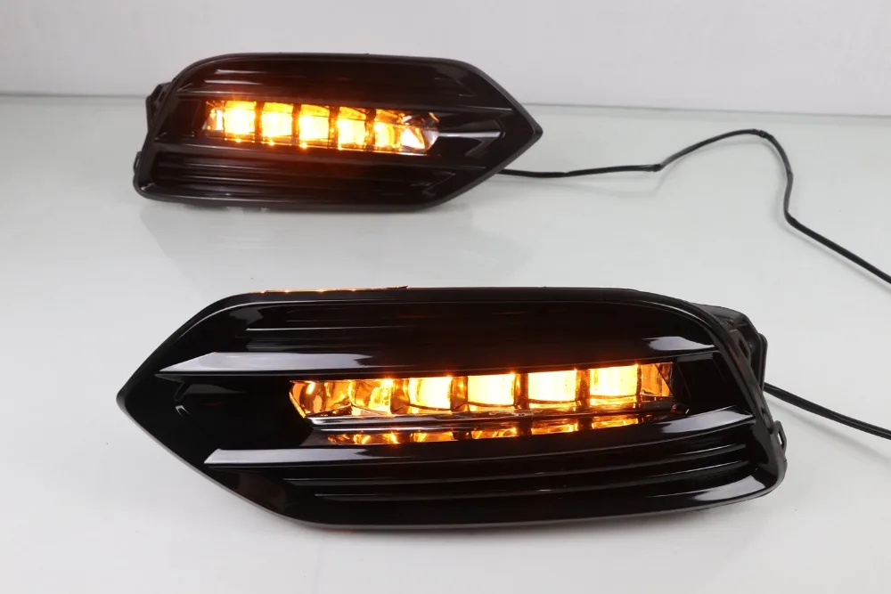 2PCS LED Daytime Running Light For Honda HRV HR-V Vezel Yellow Turn Signal Function 12V Car DRL Fog Lamp Decoration
