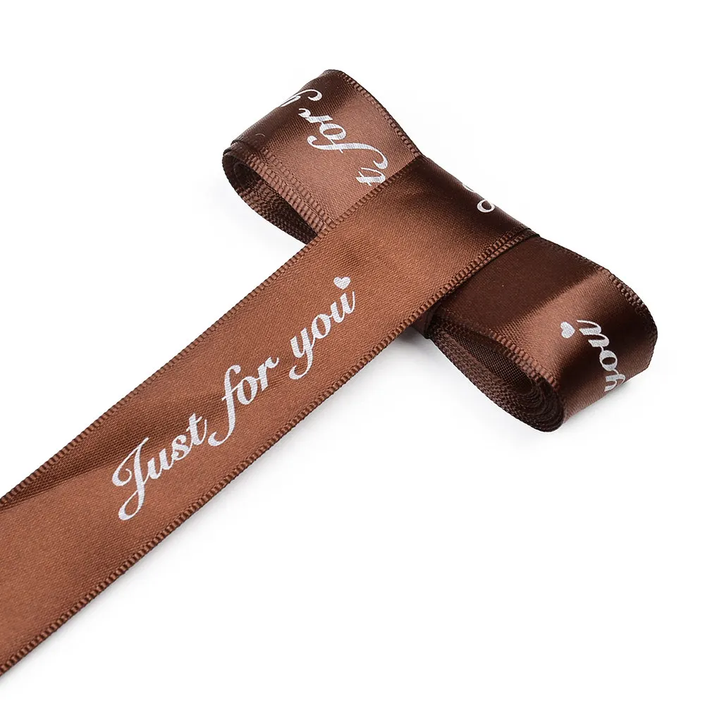 coffee 5 м/лот 25 мм полиэфирная лента с принтом "Just For You" романтические ленты для поделок для ручной работы DIY подарки упаковка Украшения - Цвет: coffee