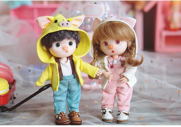Новинка, 1 шт., милое пальто со Свинкой, 4 цвета, флисовая куртка для ob11 1/12, bjd куклы, аксессуары, Одежда для кукол