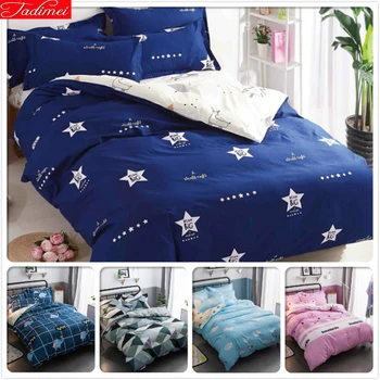 

Star Pattern Blue White AB Side Duvet Cover Sheets Quilt Pillow Case 3pcs/4pcs Bedding Set Kids Child Soft Cotton Bed Linen 1.8m