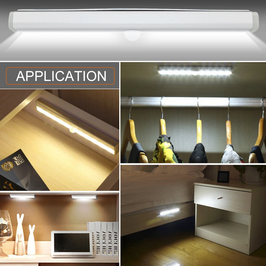 Светодиодный под шкаф свет с движения PIR Сенсор лампы 6/10 светодиодный s 98/190 мм освещения для Шкаф Кухня ночник