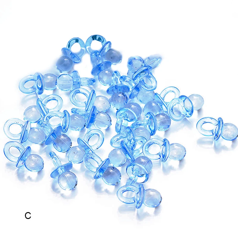 50Pcs Small Diamond Funny FamilyCut Pacifiers Bead Baby Shower Favors Blue Pink For Birthday Party Play Table Game Decorations