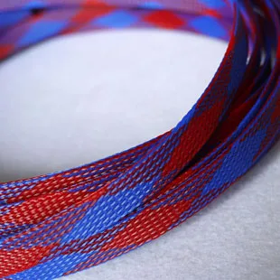 blue red 50 м 12 мм 15/3" плотный Плетеный ПЭТ расширяемый рукав оболочка для кабеля - Цвет: blue red
