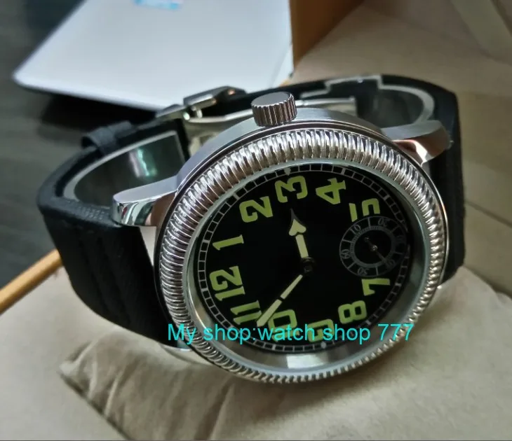 44 мм PARNIS Asian ST3621/6498 механические часы с ручным заводом светящиеся мужские часы с черным циферблатом dfgd181a