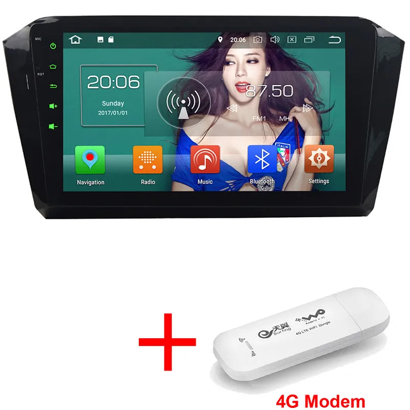 Radio x 4G Modem KLYDE 10," ips 4 г Octa Core Android 8,0 4 ГБ+ 32 ГБ DVD мультимедиа плеер радио для Volkswagen VW Passat Magotan B8 - Цвет: Radio x 4G Modem
