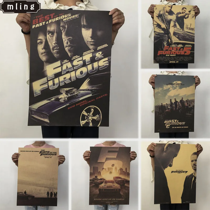

mling 1PC 50x35cm Speed And Passion Paul Wallker Walker Paul Memorial Film Poster Kraft Decorative Painting Core