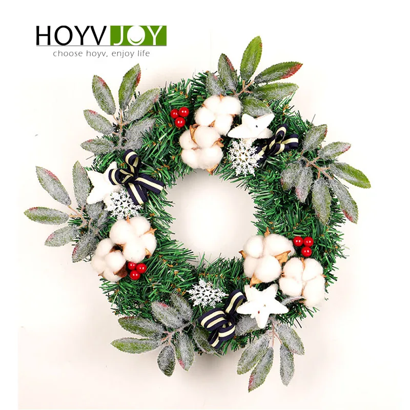 

HOYVJOY New Vitality Series Handmade Wreaths and Garlands 24Inch Real Cotton Wreath For Front Door/Floral Wall/Room/Gift/Wedding