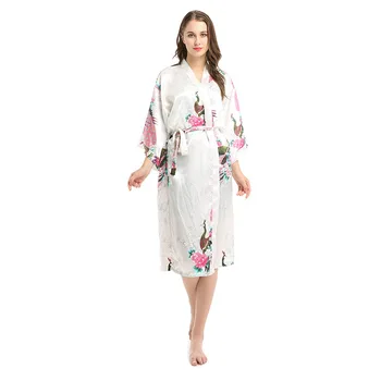 

Silk Kimono Robe Bathrobe Women Satin Robe Silk Robes Night Sexy Robes Night Grow For female Summer house wear women sleepwear