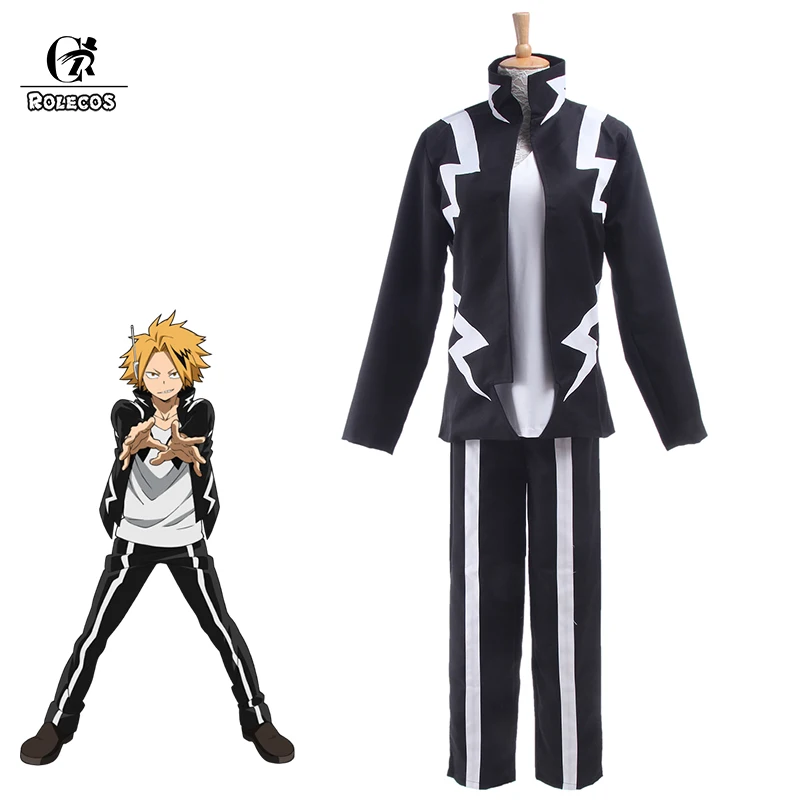 ROLECOS Boku no Hero Academia Anime Cosplay My Hero Academia Kaminari Denki Cosplay Costume School Uniform Men Battle Costume