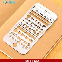 Телефон образный металлический трафарет линейка для DIY скрапбукинга, портативная Нержавеющая Сталь Линейка для детей рисование, ежедневная маркировка