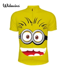 Jersey de Ciclismo para niños y niñas, ropa deportiva de manga corta con dibujo de persona, color amarillo, para verano, 5554