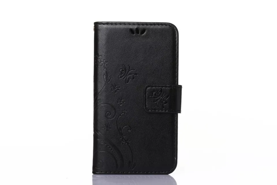 black Роскошный чехол из искусственной кожи чехол для iPhone 5 5S SE iPhone5 S 5SE флип стоячий кошелек с силиконовый чехол на заднюю панель телефона 3D цветочный узор - Цвет: black