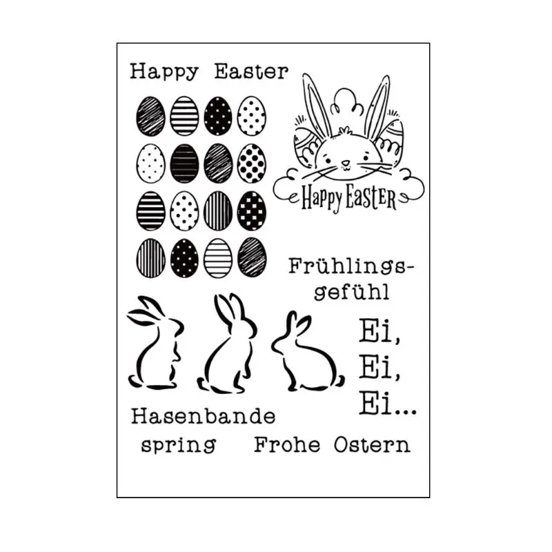 

Happy Easter Rabbit DIY Silicone Clear Stamp Cling Seal Scrapbook Embossing Album Decor