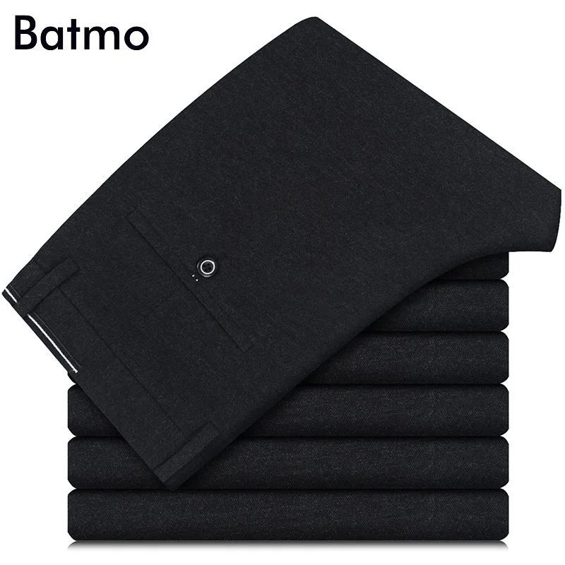 Batmo Новое поступление высокое качество хлопка smart casual хаки Мужская Штаны, темно-синий повседневные штаны мужские K1901 - Цвет: black
