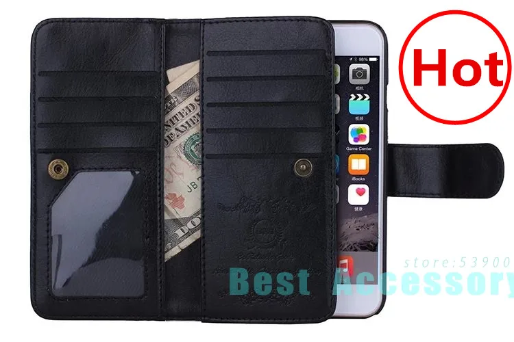 black Для iPhone 6 чехол, кожаный, магнитный, съемный, 9 отделений для карт, флип-чехол, кошелек, чехол для iPhone 11 PRO MAX, чехол X XR 6 Plus, 7 Plus, чехол - Цвет: black