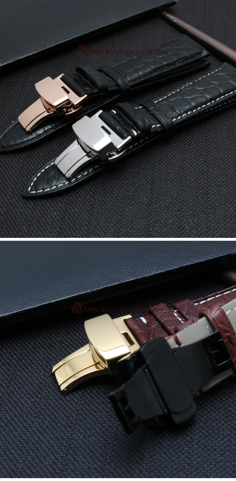 Jacaré 12-24 milímetros assista bracelete handmade assista
