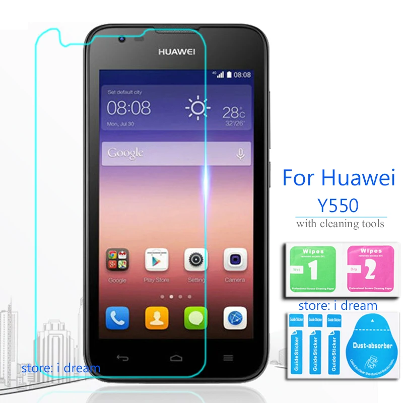 

2Pcs For Huawei Ascend Y550 Tempered Glass Screen Protector 9H safety Cover Film on Y550-L01 Y550-L02 Y550-L03 Lte