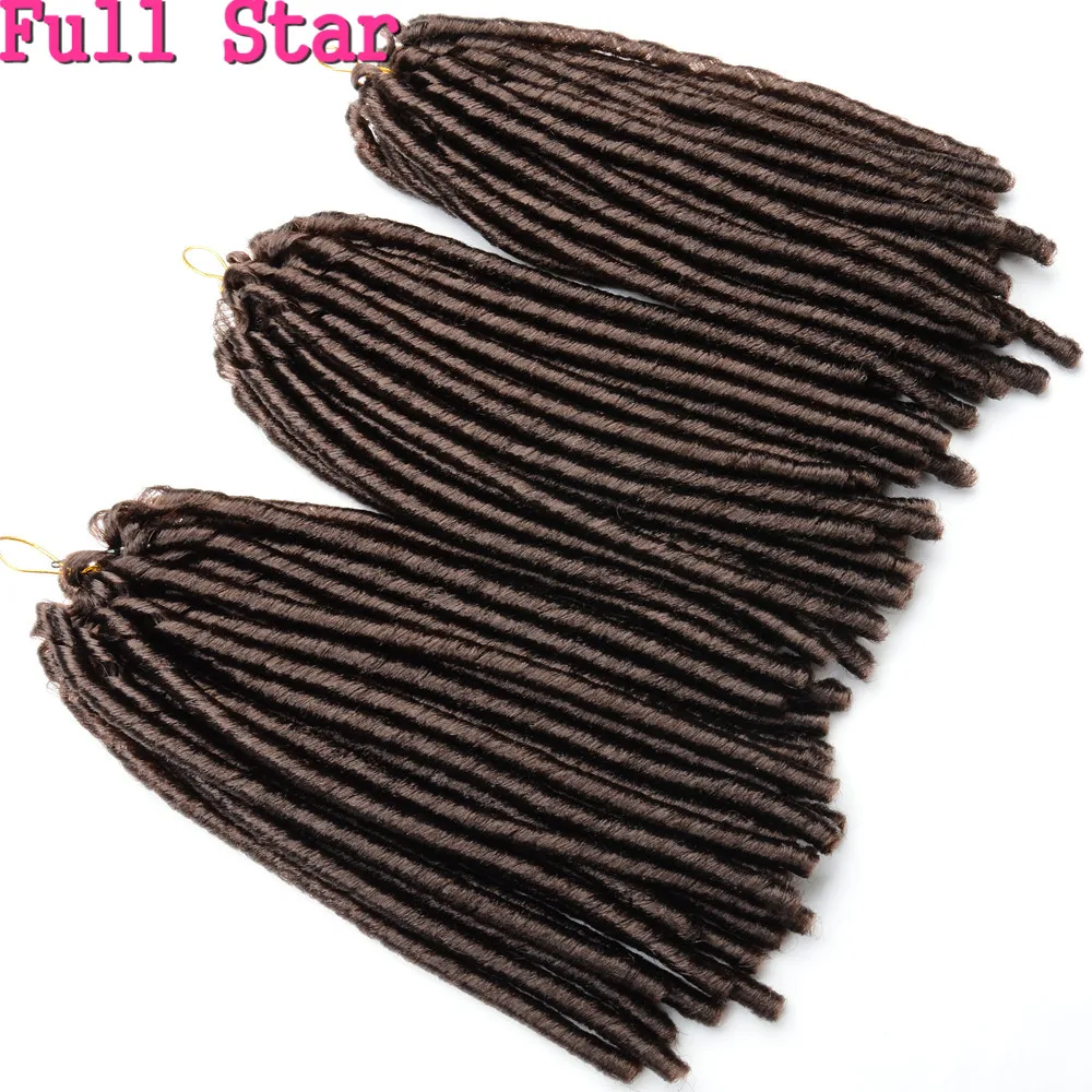 Мягкие Faux locs 1" 70 г ямайские вязанные крючком косы волосы полная звезда наращивание волос коричневый Омбре черные синтетические волосы 1 упаковка для женщин
